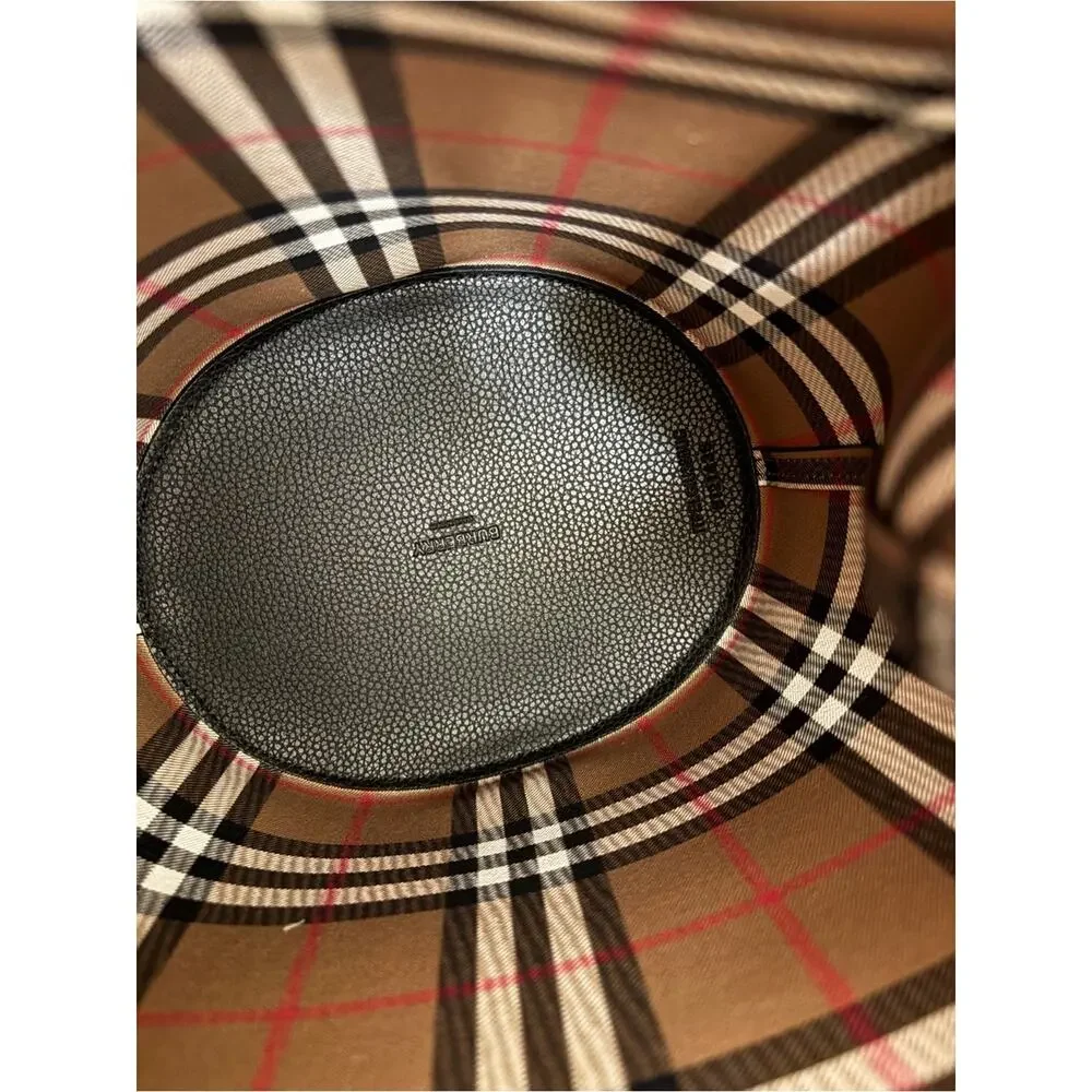 Burberry Black Leather Bucket Bag with Check Strap